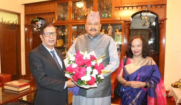 Nepal envoy pays courtesy call on Maharaj