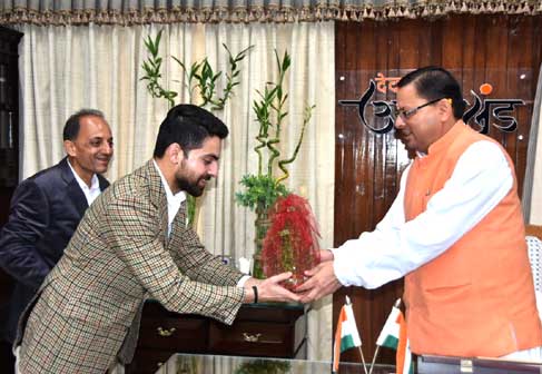 Dehradun resident young Bollywood actor Rishabh Kohli met Chief Minister Pushkar Singh Dhami