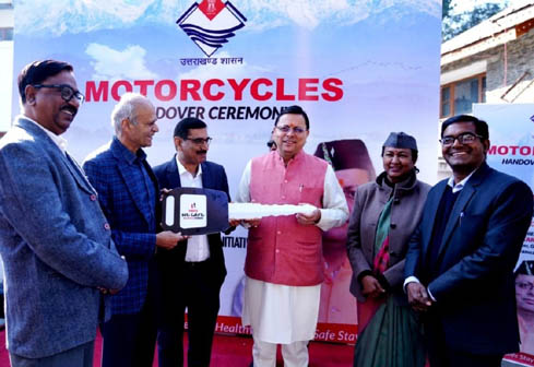 Chief Minister Dhami flagged off 320 motorcycles made available to the Revenue Department by Hero MotoCorp Ltd.