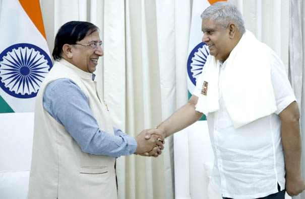 Rajya Sabha MP Naresh Bansal pays courtesy call on Vice President Jagdeep Dhankar