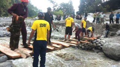 construction of a foot bridge in remote Ratgaon