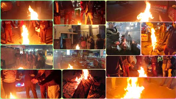 Under the direction of District Magistrate Mrs. Sonika, due to cold wave, bonfires were lit at various places in Dehradun district.