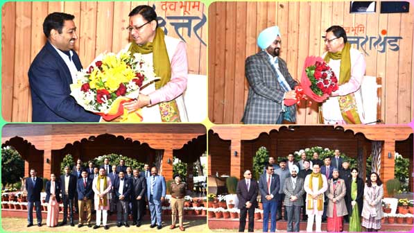 Chief Secretary Dr. SS Sandhu and Director General of Police Ashok Kumar greeted Chief Minister Dhami on the occasion of New Year.