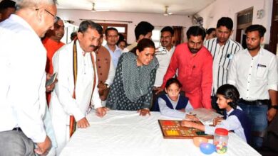 Minister Rekha Arya, in-charge of access to visually impaired children's organization 'NAB', encouraged the children