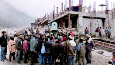 District Magistrate Mayur Dixit conducted on-site inspection of the ongoing construction works in Kedarnath Dham