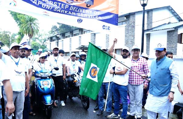 Chief Minister Pushkar Singh Dhami flagged off 'Apni Sarkar' Citizen Services at Your Doorstep Scheme at the Chief Minister's Camp Office