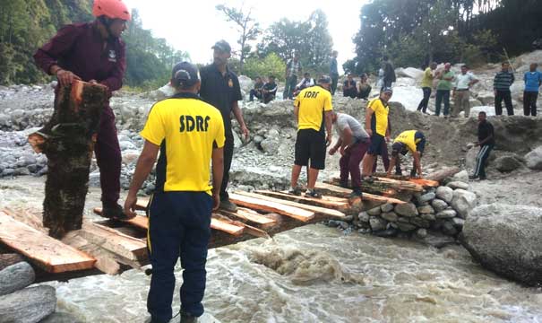 construction of a foot bridge in remote Ratgaon