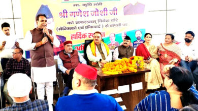 Cabinet Minister Ganesh Joshi welcomed by Predesh Adhyaksh Siddharth Umesh Aggarwal