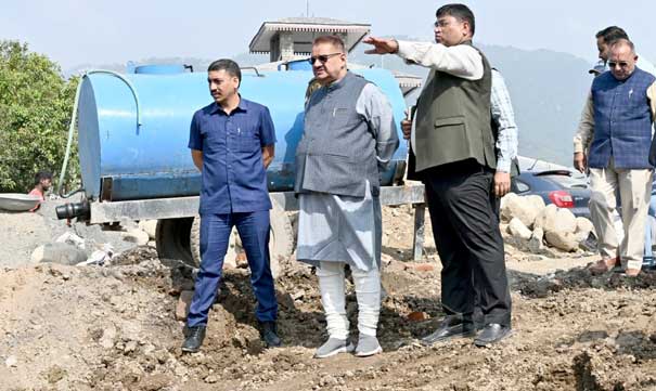 Soldier Welfare Minister Ganesh Joshi inspected the ongoing construction work in the military base