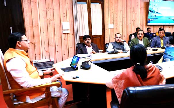 Chief Minister Dhami taking high level meeting