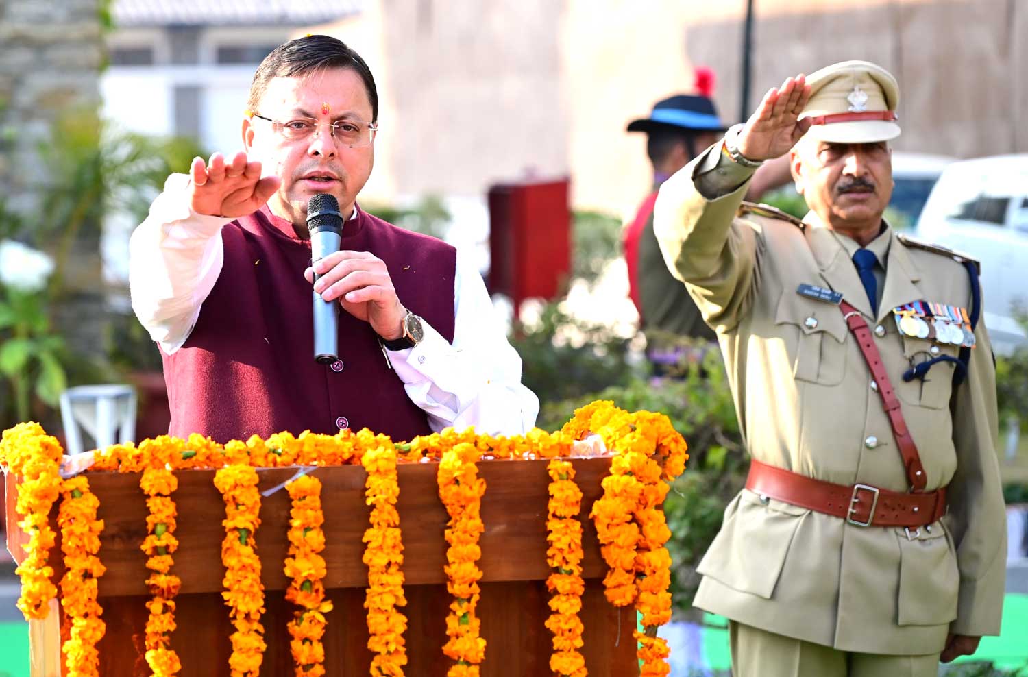 Chief Minister Pushkar Singh Dhami hoisted the national flag