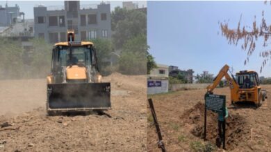अजबपुर कला में आठ बीघा में की जा रही अवैध प्लॉटिंग पर चला एमडीडीए का बुलडोजर