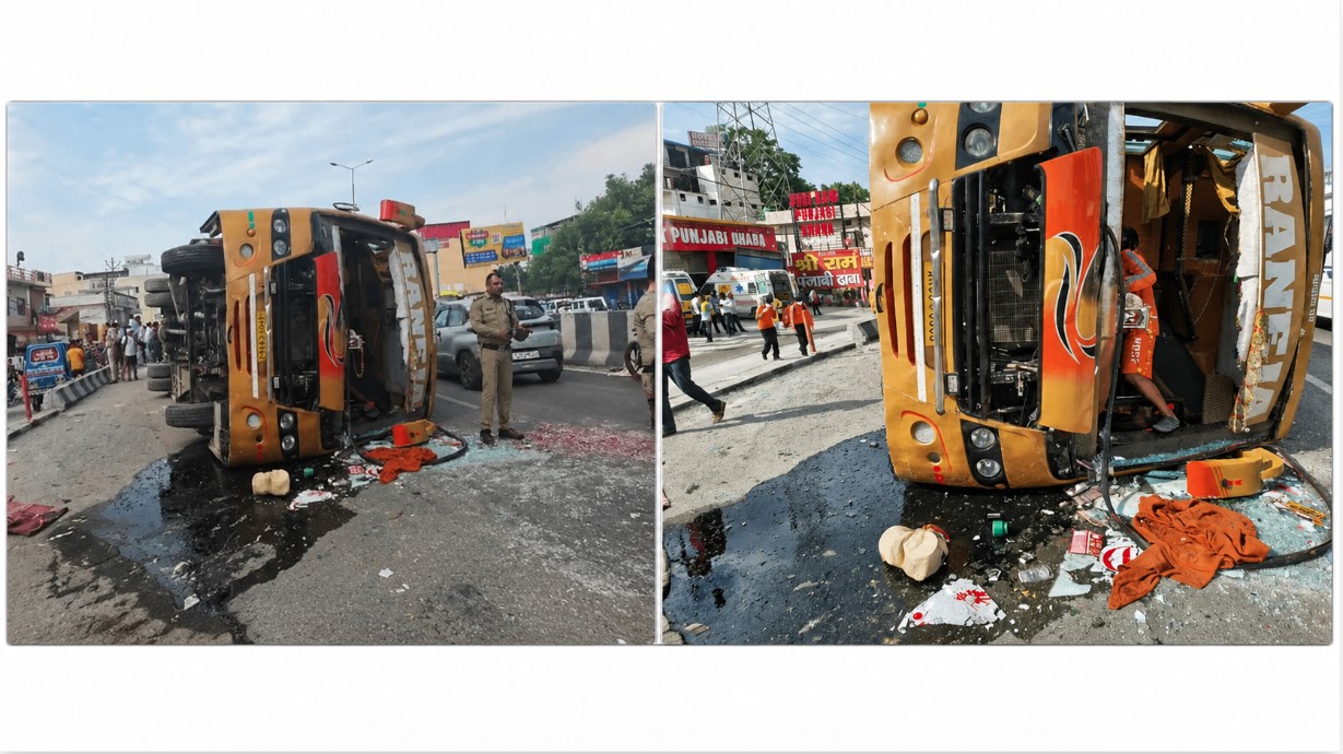 हरिद्वार में बड़ा हादसा- श्रद्धालुओं से भरी बस सड़क पर पलटी, एक महिला की मौत